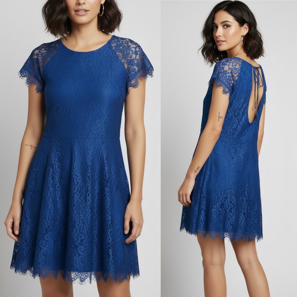 Free People Stardust Lace Mini Dress in Blue Sz. Small